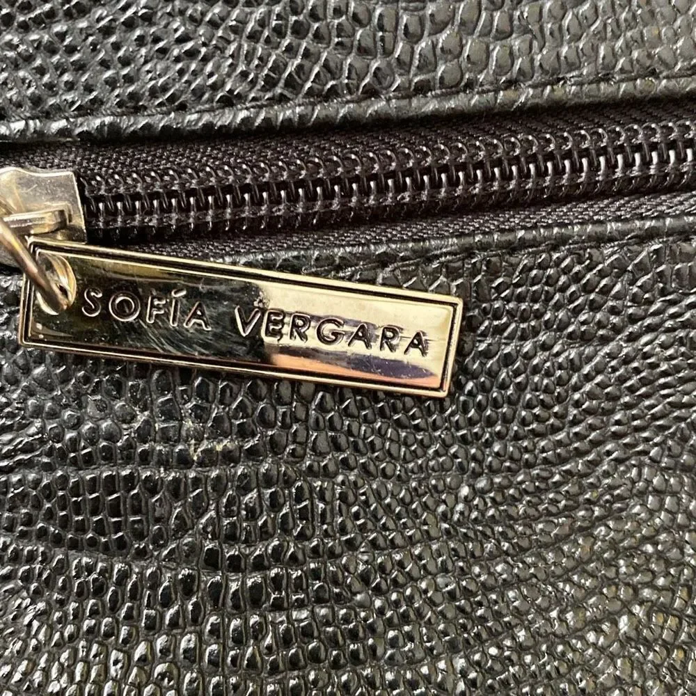 Sofia Vergara Black Faux Leather Shoulder Bag - Picture 2 of 6